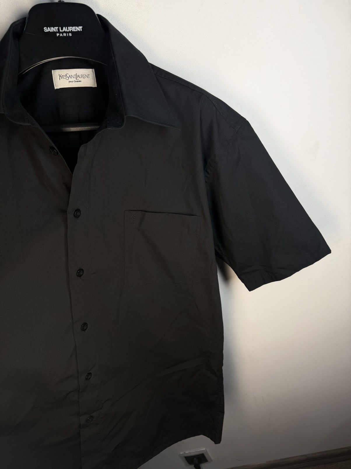 Yves Saint Laurent Black YSL Shirt Short Sleeve Button Up Collar Vintage y2k Size US M / EU 48-50 / 2 - 13 Thumbnail