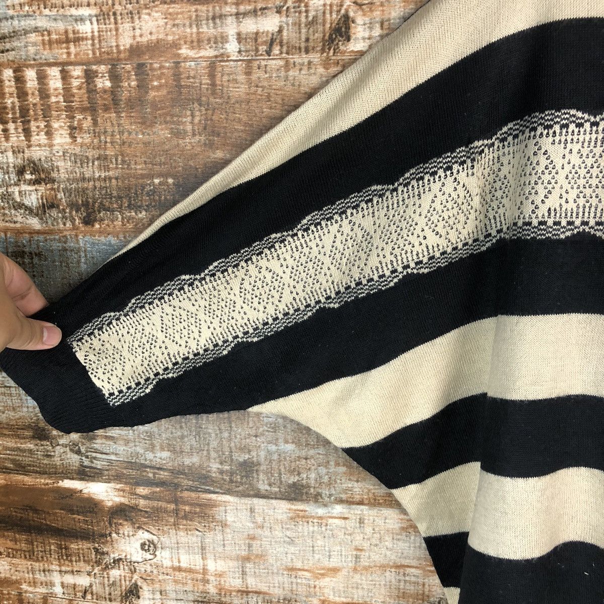 Japanese Brand Oversized Page Boy Stripe Brown Knitwear #A965 Size XL / US 12-14 / IT 48-50 - 7 Thumbnail