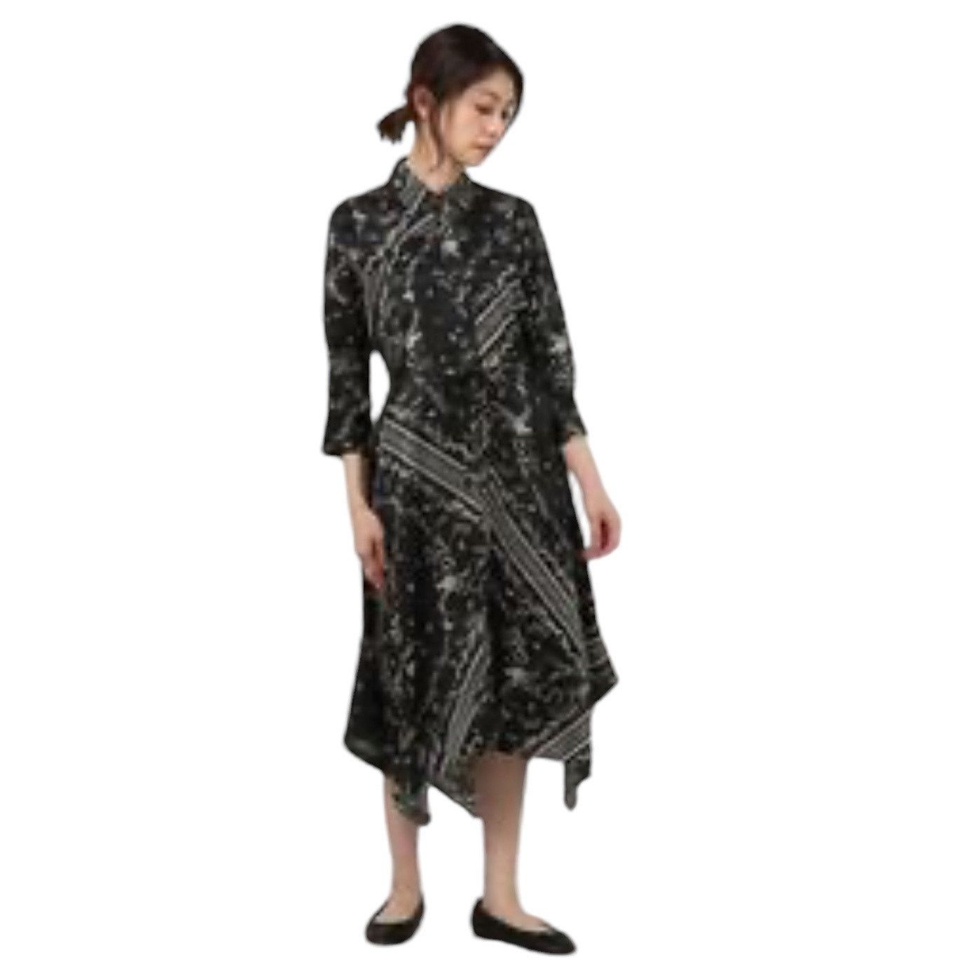 Allsaints All Saints Maia Silk Black Scarf Print Asymmetric Midi Dress |  Grailed