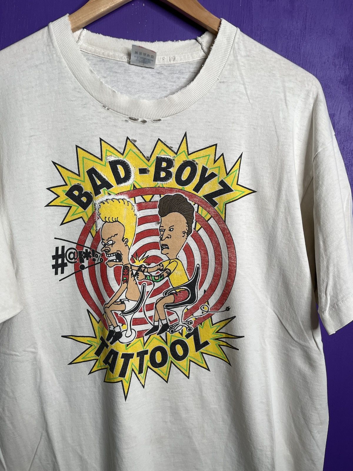 Vintage Vintage 90s Beavis and Butthead Bad-Boyz tattooz t-shirt Size US XL / EU 56 / 4 - 3 Thumbnail