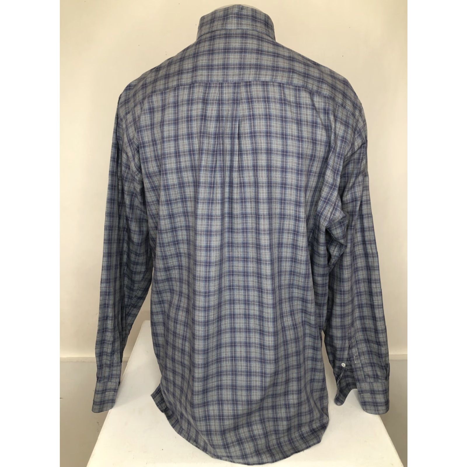 Canali CANALI ITALY Plaid Check Mens XL Shirt Button-Up Long Sleeve Gray / Blue / Purple Size US XL / EU 56 / 4 - 3 Thumbnail