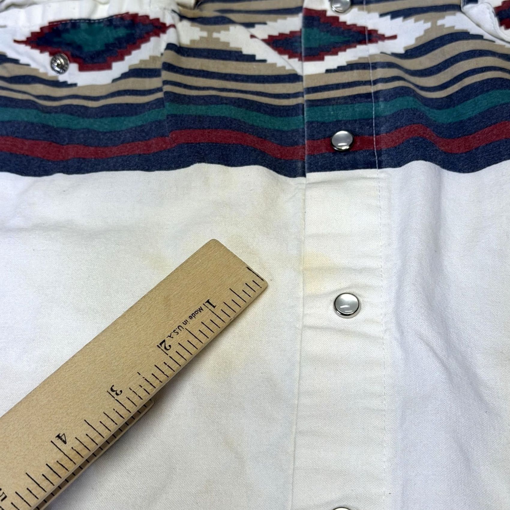 Armani Karman Shirt Mens Large White Southwestern Aztec Western Pearl Snap Long Sleeve Size US L / EU 52-54 / 3 - 4 Thumbnail