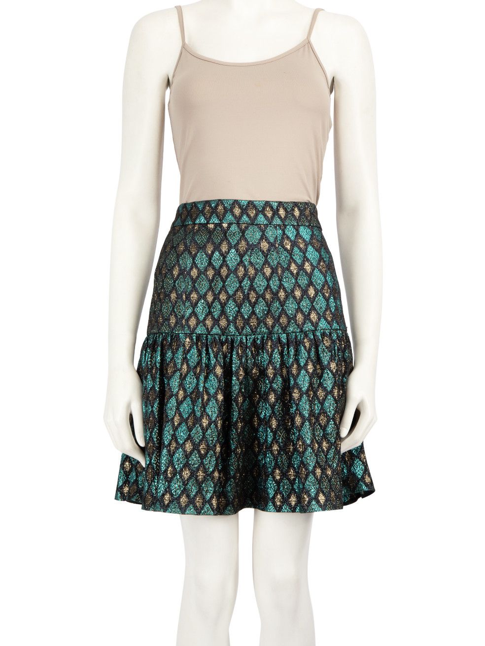 image of Dolce Gabbana Green Jacquard Pattern Mini Skirt, Women's (Size 28)