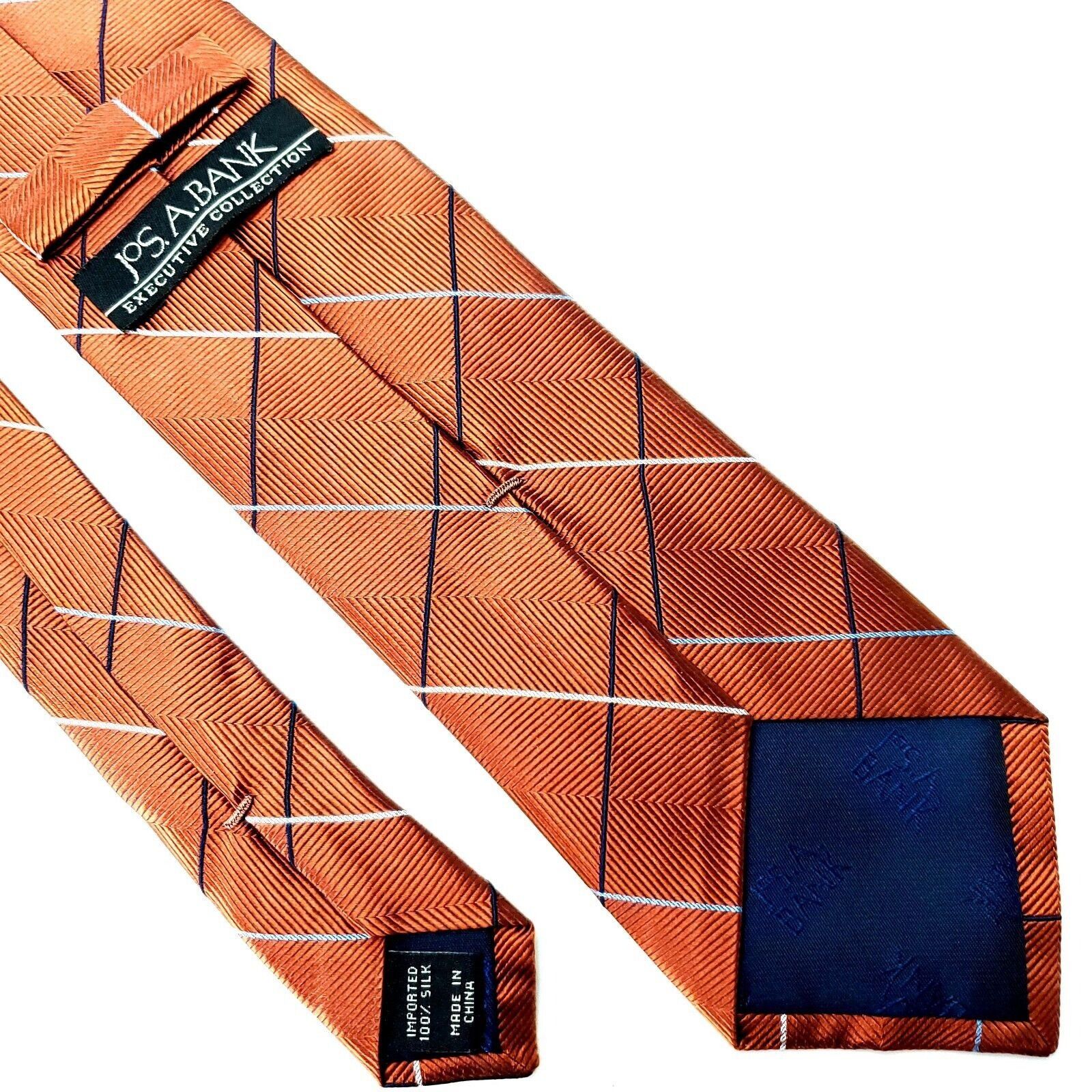 Jos. A. Bank Jos A Bank Silk Tie Woven Orange Plaid Skinny Size ONE SIZE - 2 Thumbnail