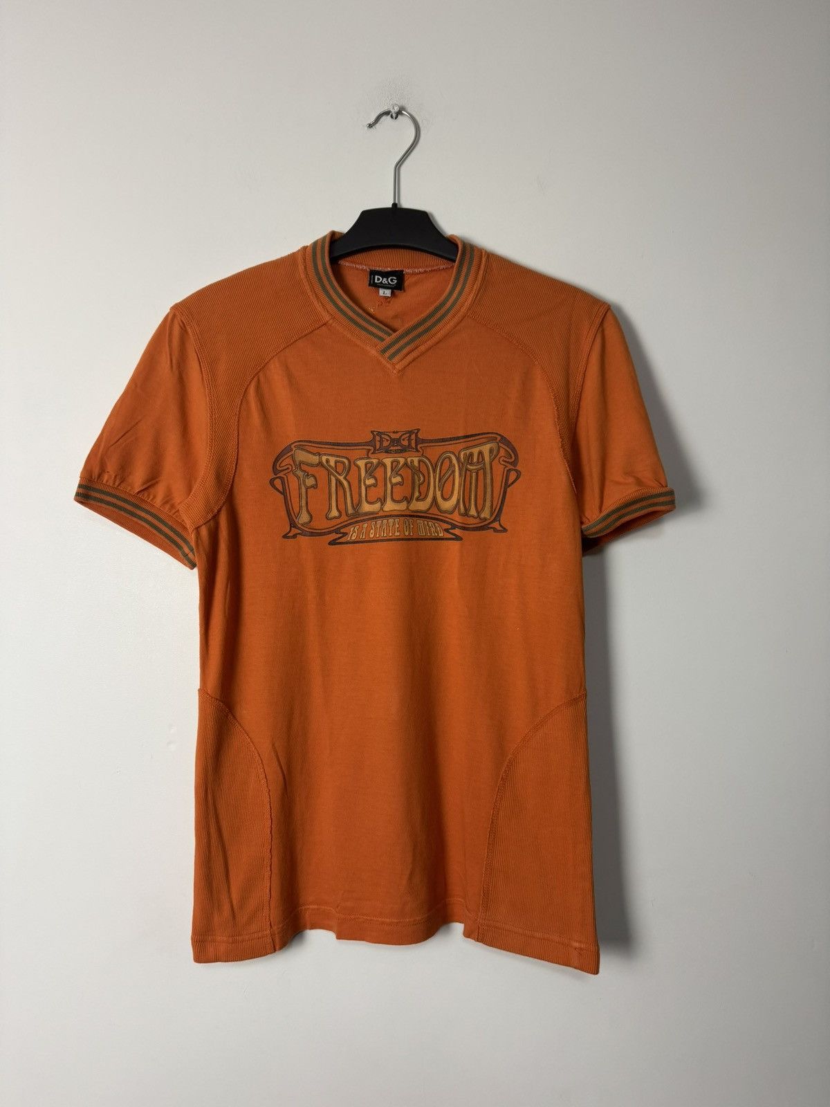 Dolce & Gabbana Archive Dolce & Gabbana D&G Freedom Graphic Tee Orange Y2K Size US L / EU 52-54 / 3 - 4 Thumbnail