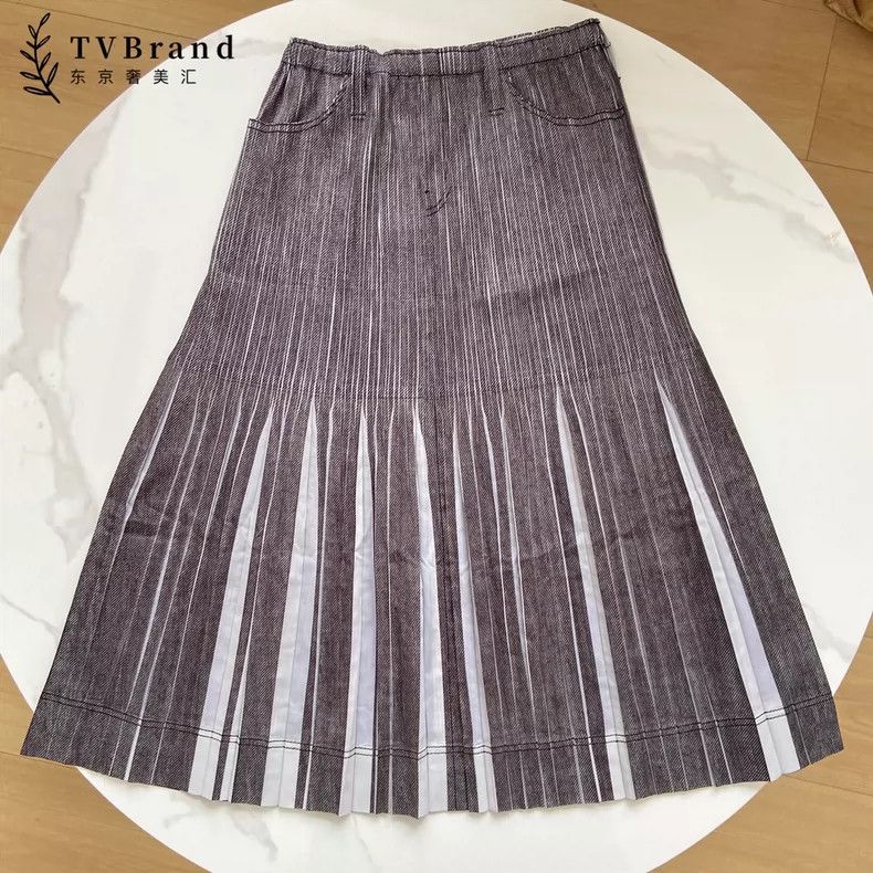 Issey Miyake Issey Miyake size:3 A half-length pleated dress with grey Size 22" - 3 Thumbnail