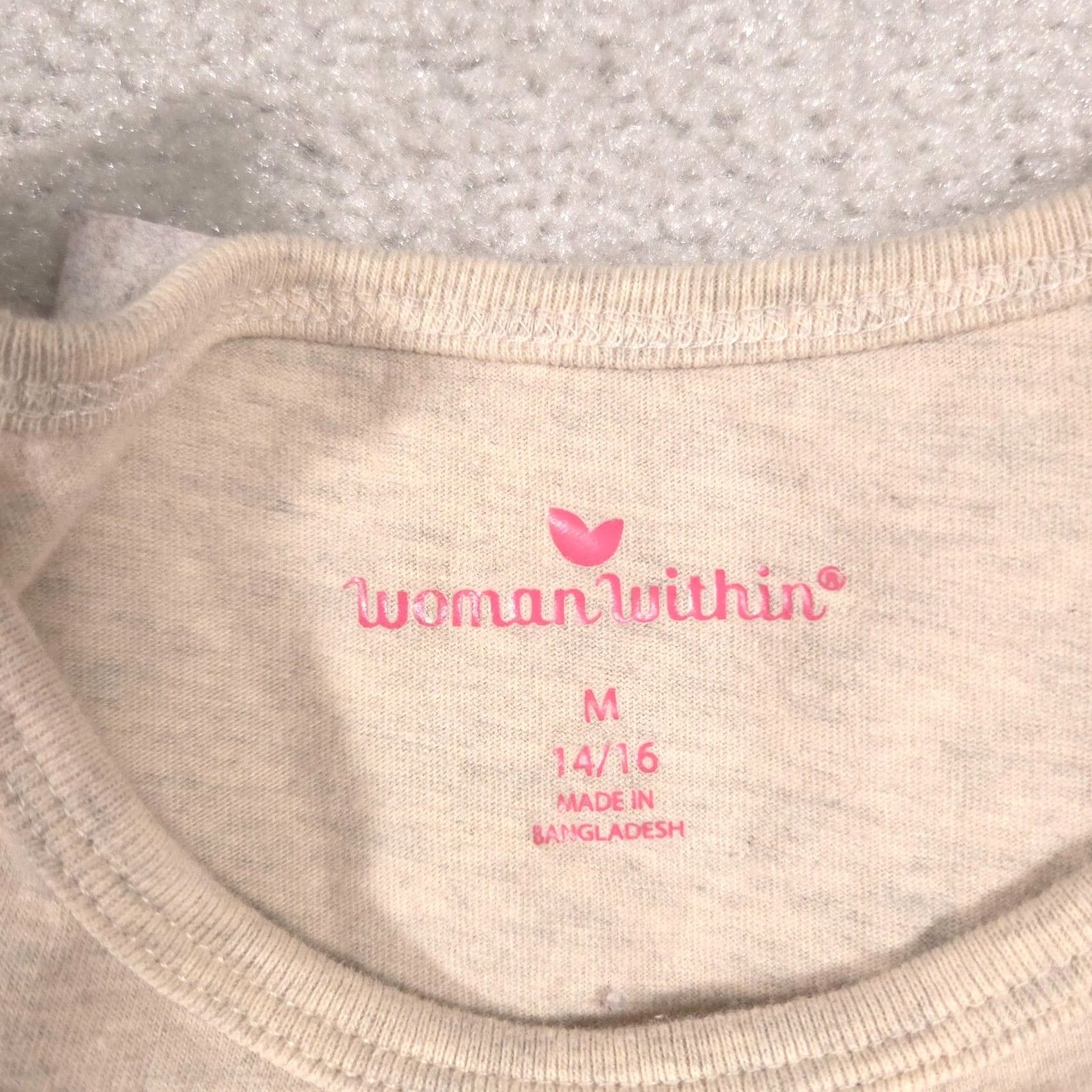 Vintage Woman Within Shirt Womens M Beige Solid Crew Neck Short Sleeve Basic Tee Top Size M / US 6-8 / IT 42-44 - 4 Thumbnail