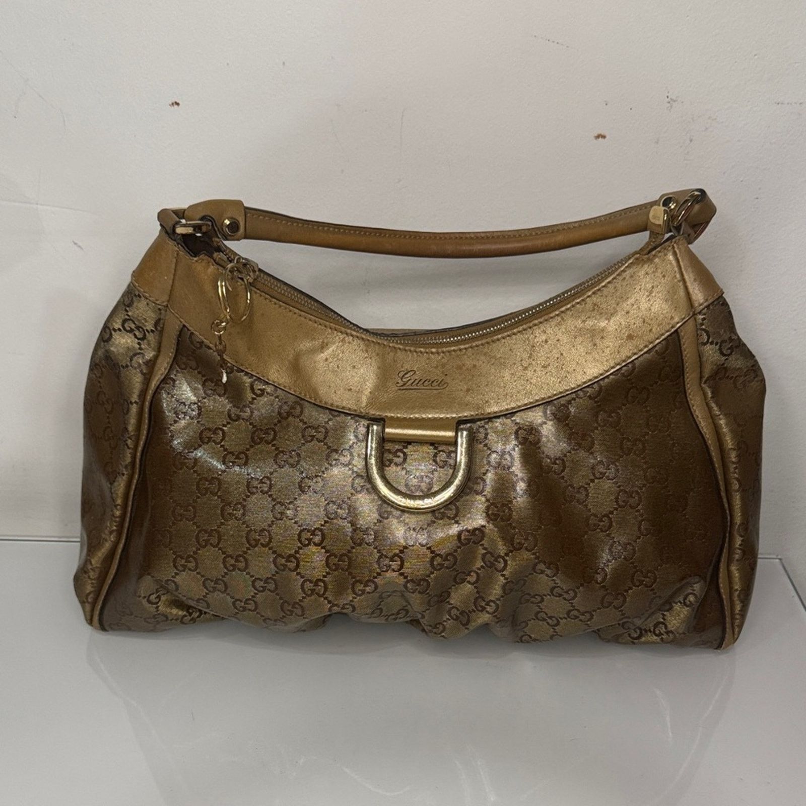 Gucci 💛GUCCI Gold Metallic GG Coated Canvas Hobo Bag 💛 Size ONE SIZE - 2 Thumbnail