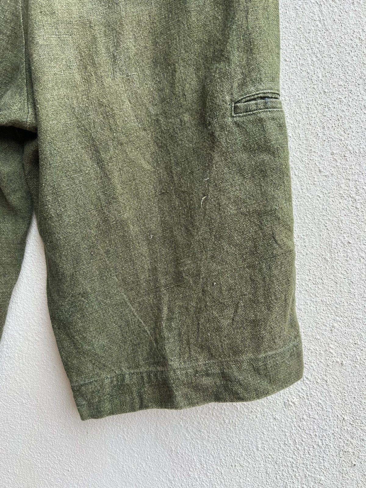 Designer 90s Arnys Paris Fade Olive Green 100% Linen Short Pant Size US 31 - 19 Thumbnail