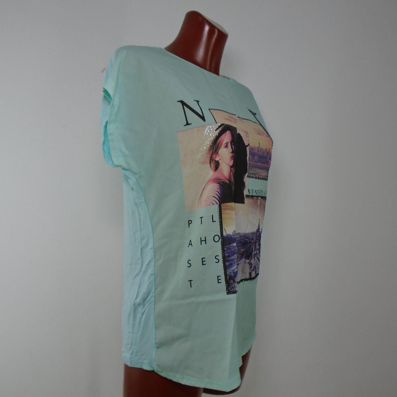 Vintage Women's T-Shirt Italy Moda. Green. S. Used. Very good Size S / US 4 / IT 40 - 3 Thumbnail