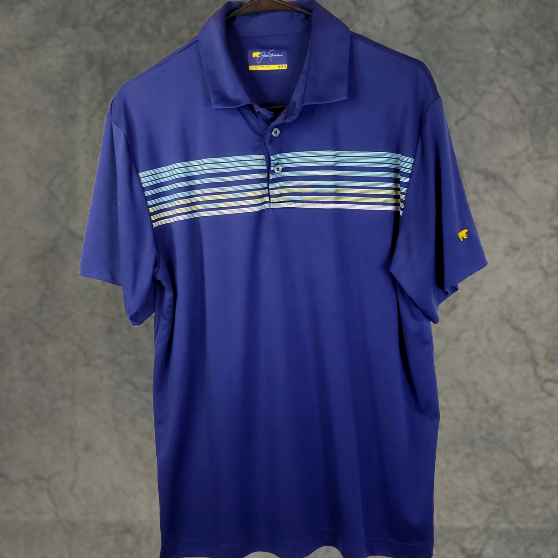 Vintage Jack Nicklaus Polo Shirt Mens M Blue Striped Golden Bear StayDri Golf Shirt Size US M / EU 48-50 / 2 - 1 Thumbnail