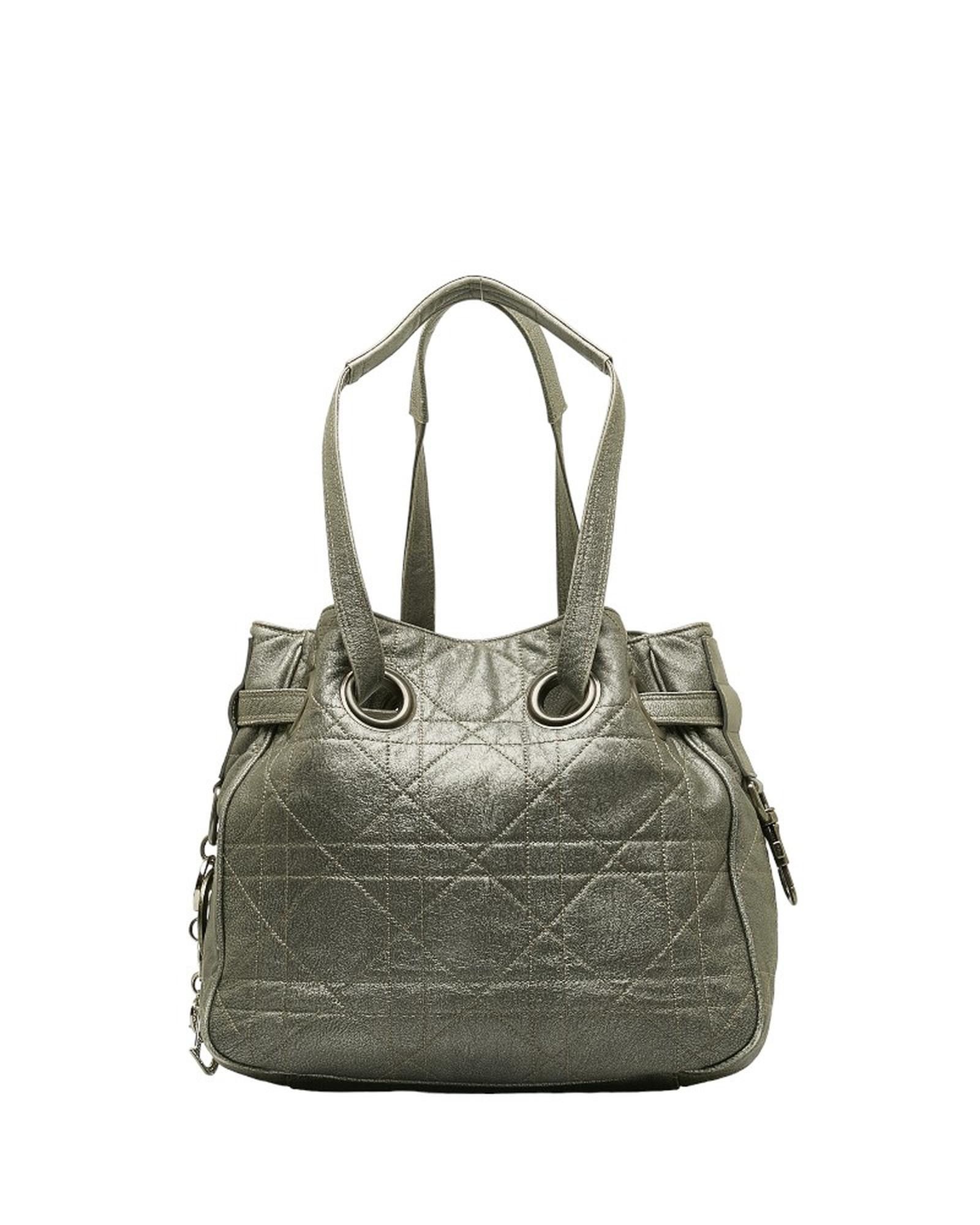 image of Dior Grey Cannage Tote Bag In Ab Condition, Women's