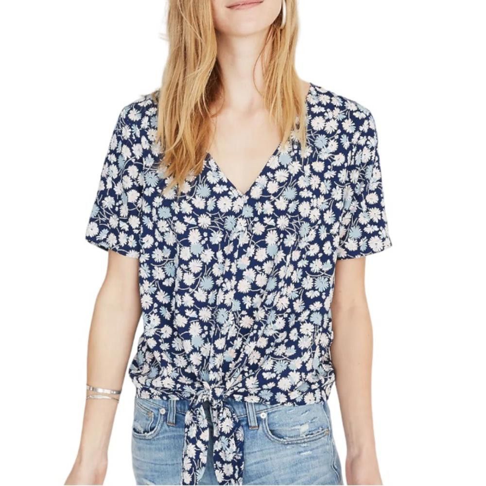 Madewell Madewell l Novel Tie-Front Top in French Floral XS Size XS / US 0-2 / IT 36-38 - 1 Thumbnail