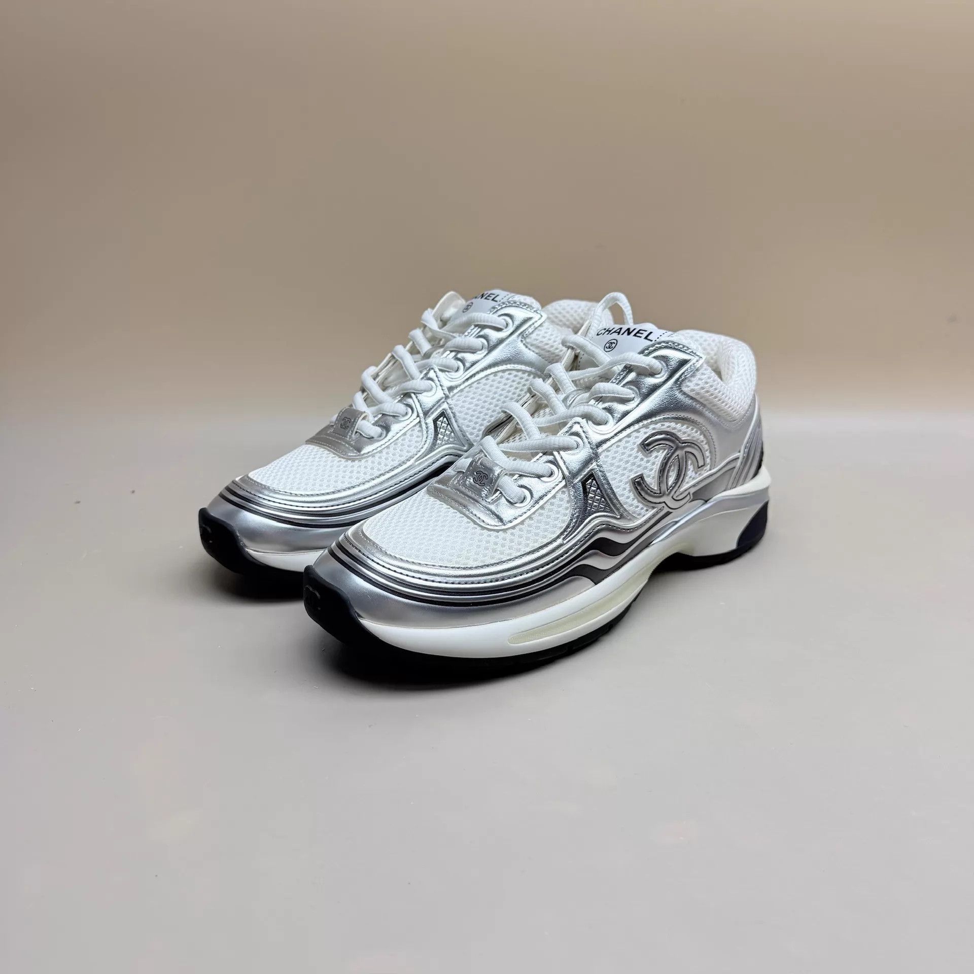 Chanel CHANEL Silver Horn King Double C Sneaker 38 Size US 7.5 / IT 37.5 - 1 Thumbnail