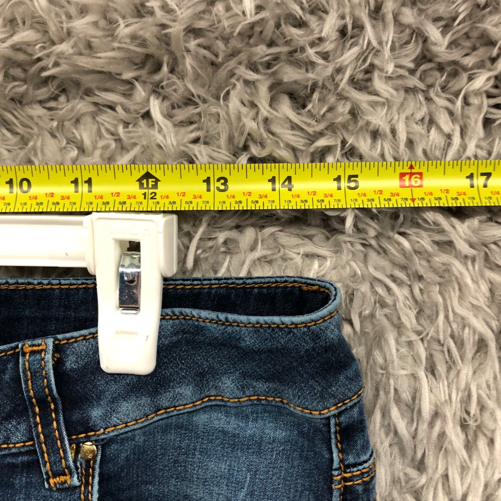 Denime Goga Jeans Skinny Womens Junior Size 11 Mid Rise Dark Blue Denim 5-Pocket Comfort Pockets Belt Loops Size 32" / US 10 / IT 46 - 2 Thumbnail