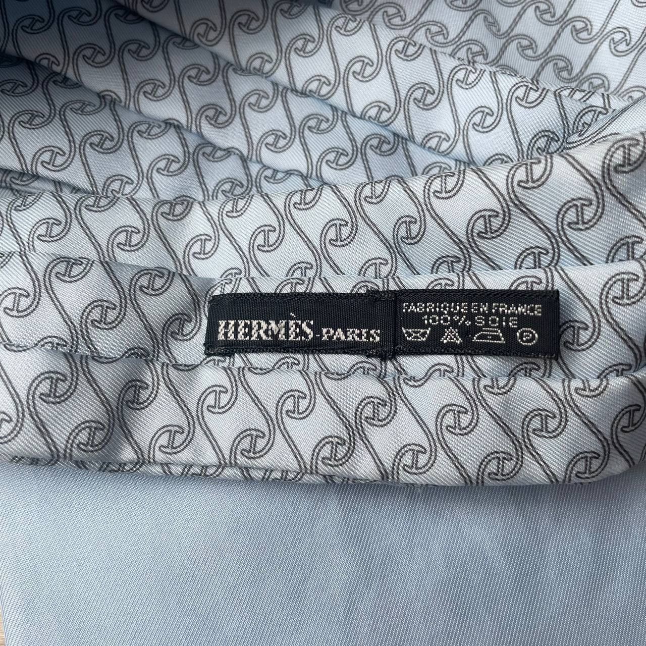 Hermes Hermes Paris Ascot Silk Tie Blue Geometry Size ONE SIZE - 6 Thumbnail
