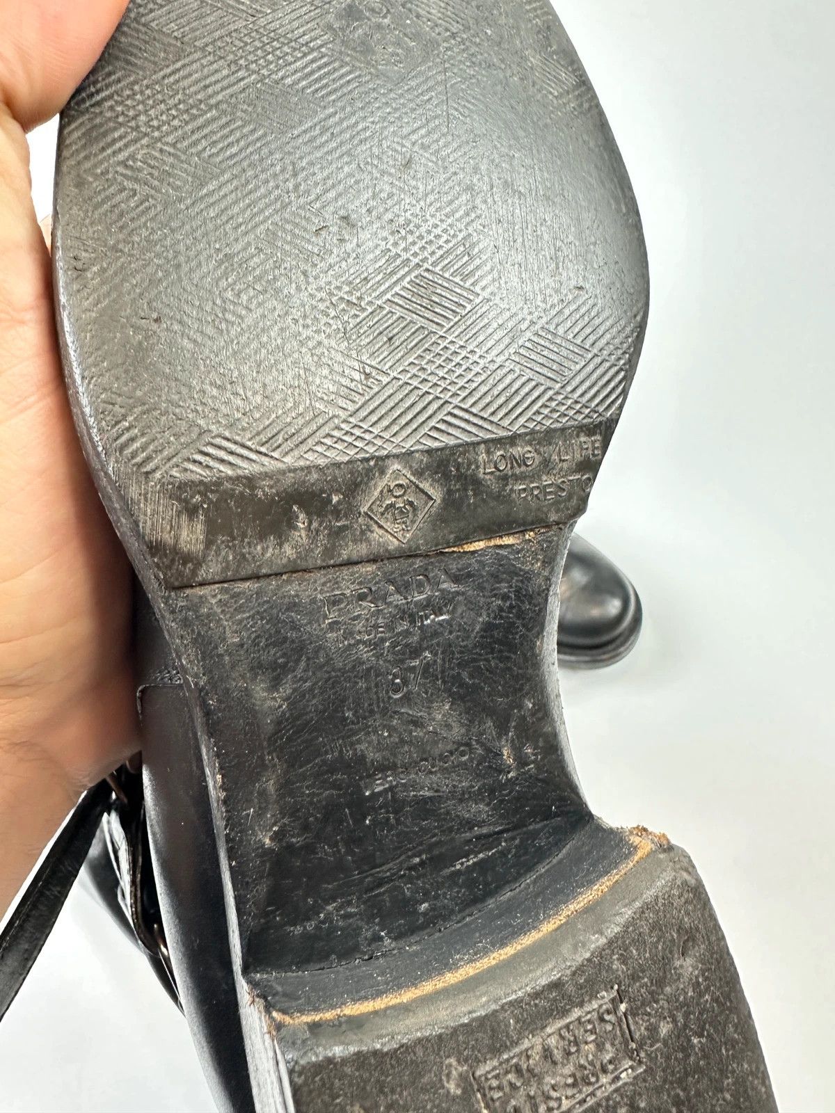 Prada Prada Milano Early 00’s Black Leather High Belted Boots Size US 7 / IT 37 - 10 Thumbnail