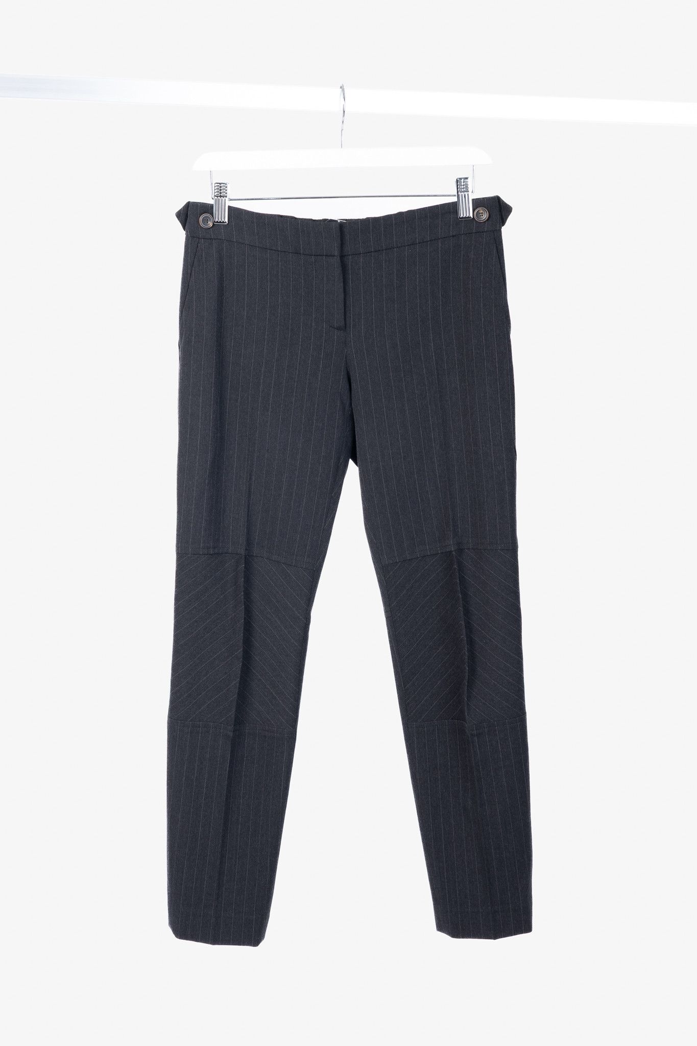 Brunello Cucinelli Brunello Cucinelli Wool-Blend Pinstripe Knee-Detail Trousers Size 27" / US 4 / IT 40 - 1 Thumbnail