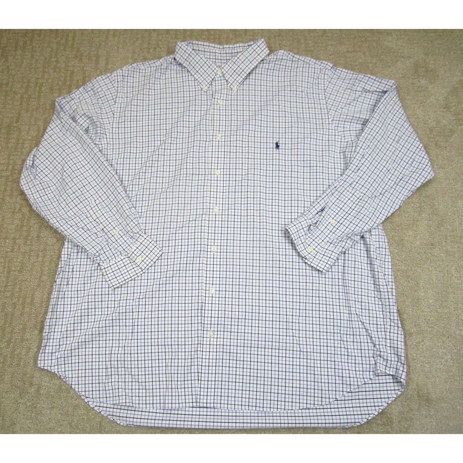 Ralph Lauren Ralph Lauren Shirt Mens 3XB Blue Check Performance Long Sleeve Button-Down Shirt Men Big 3X Blue Check Size US XXL / EU 58 / 5 - 2 Thumbnail