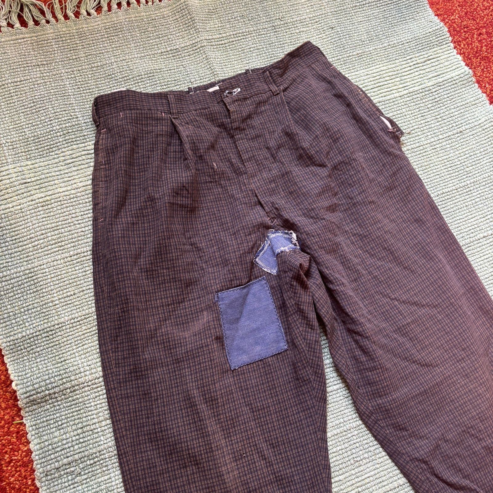 Vintage True vintage 1950s wool gabardine plaid patchwork trousers Size US 32 / EU 48 - 3 Thumbnail