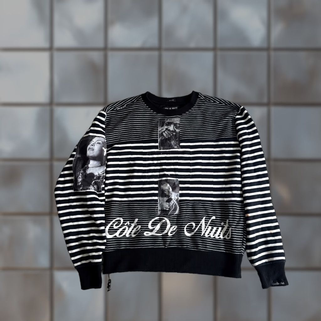 Vintage Côte De Nuits Sweatshirt Striped Black M Men Designer Pullover Size US M / EU 48-50 / 2 - 1 Thumbnail