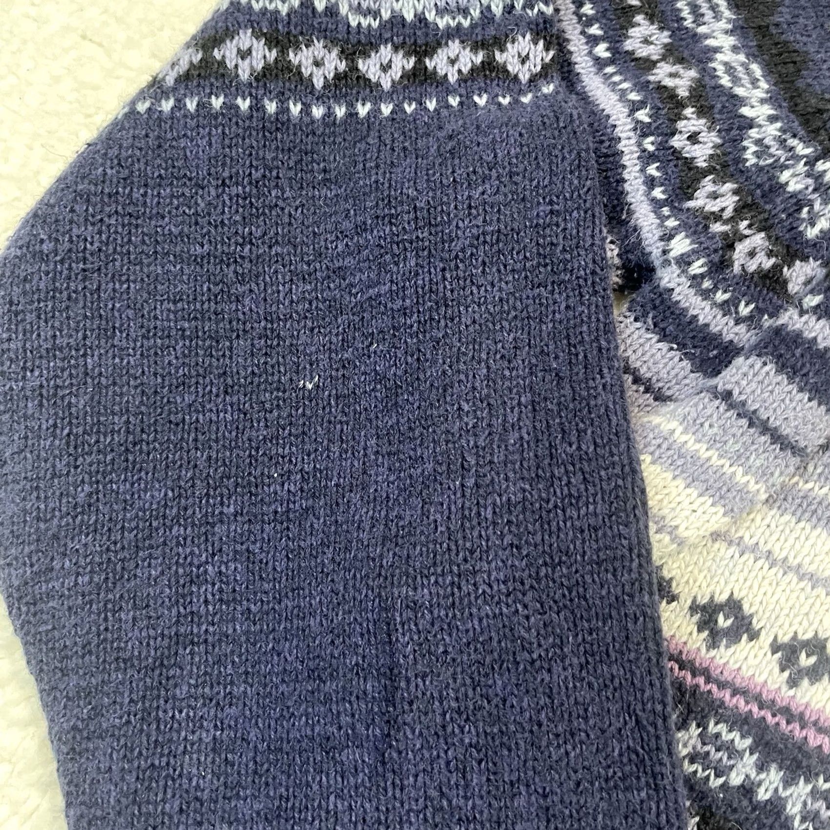 CO VINTAGE Erika & Co Fair Isle Knit Sweater Womens L Blue Cotton 90s Nordic Pullover Size L / US 10 / IT 46 - 5 Thumbnail