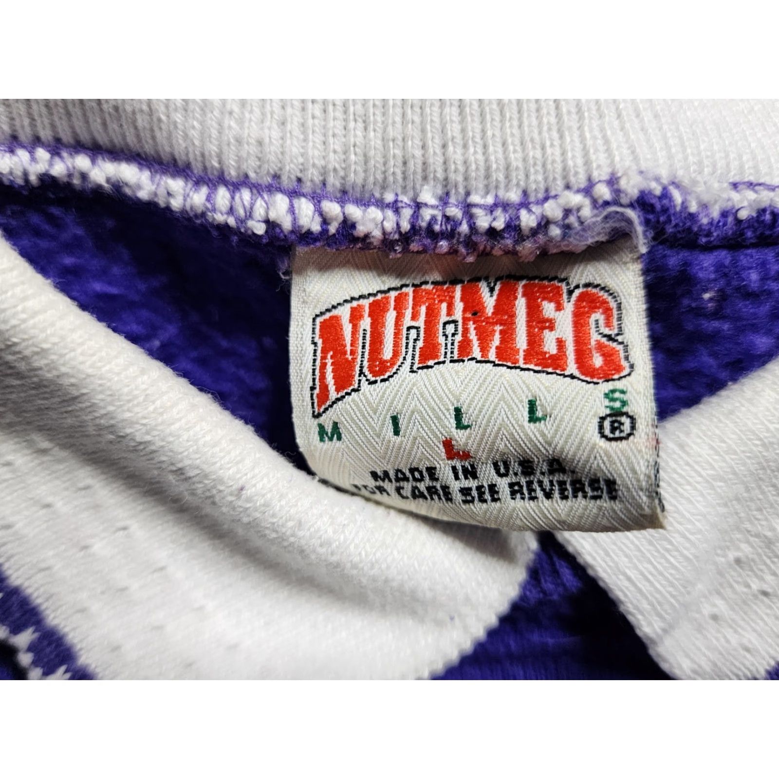 Nutmeg VINTAGE Nutmeg Sweatshirt Shirt Collared Pullover Long Sleeve Graphic Print 90s Purple Mens L Size US L / EU 52-54 / 3 - 5 Thumbnail