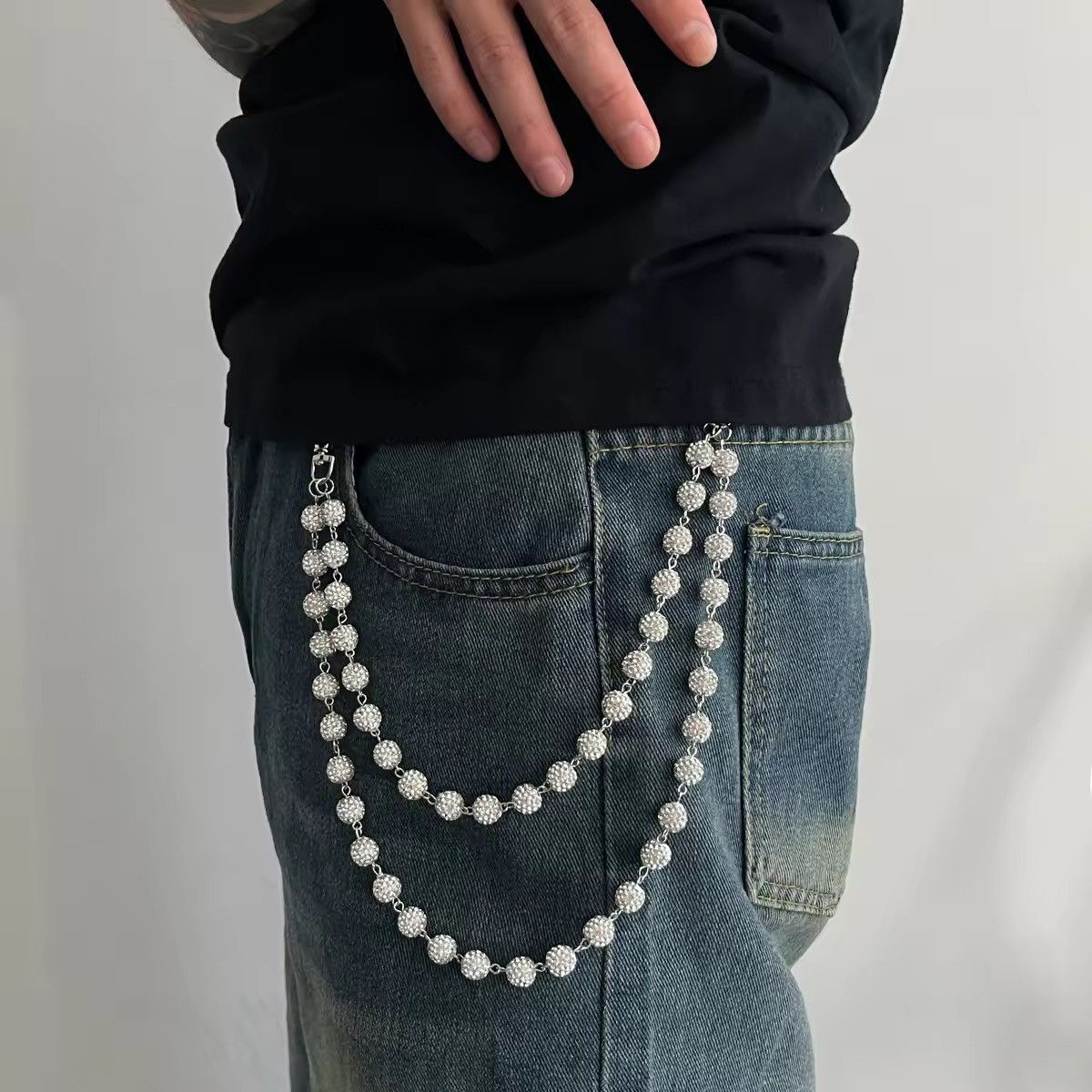 Other Rhinestone Beads Jean Wallet Chain Size ONE SIZE - 1 Thumbnail