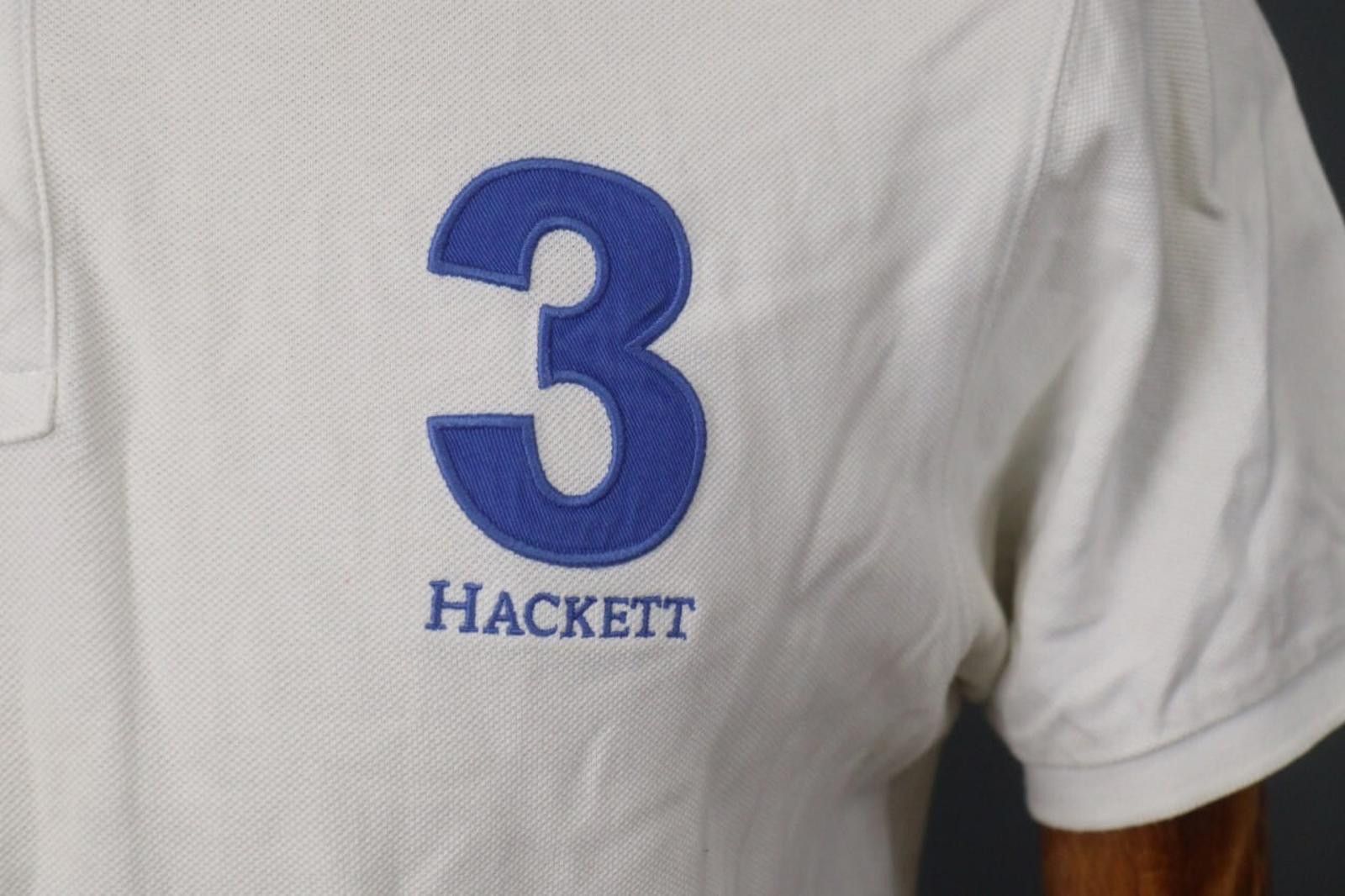 Designer Hackett London White Cotton Logo Popover Polo Shirt Size XL Size US XL / EU 56 / 4 - 4 Thumbnail