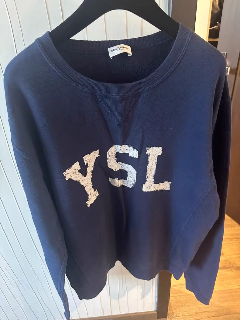 Saint Laurent Paris saint laurent Blue Letter Sweatshirt Size US M / EU 48-50 / 2 - 1 Thumbnail