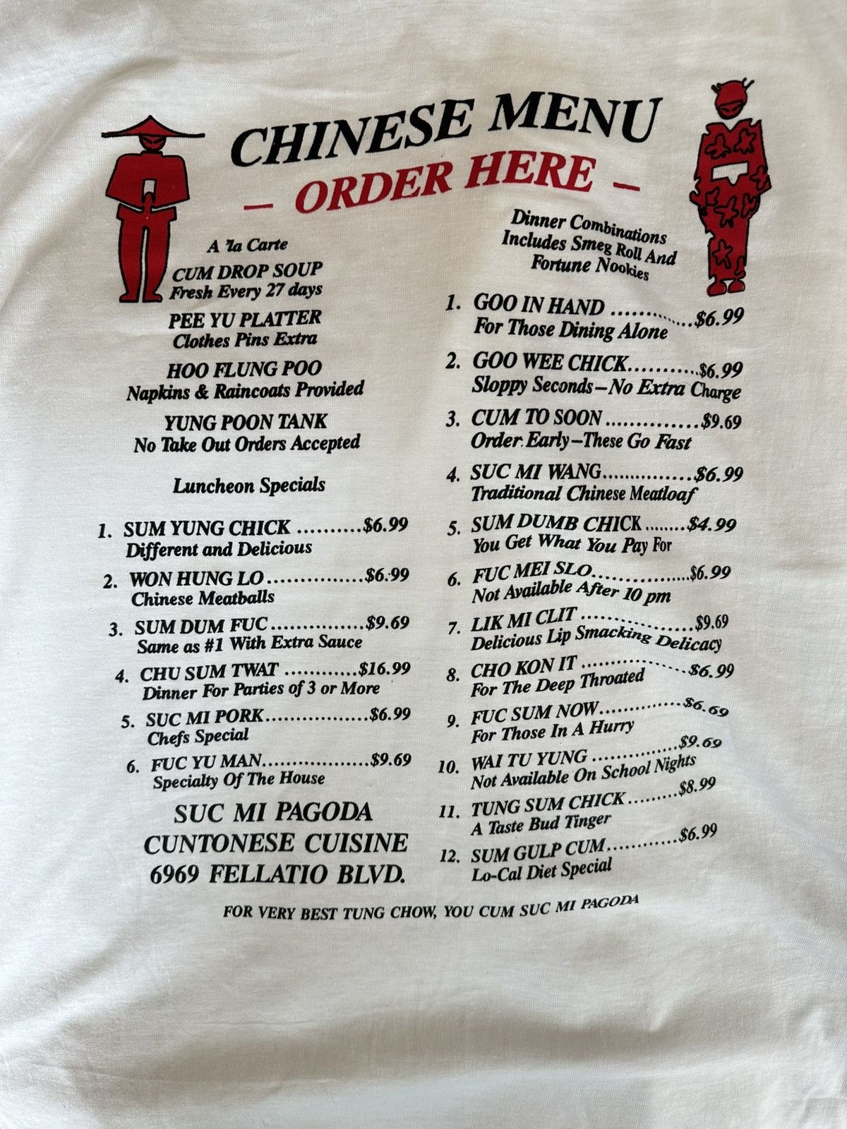 Vintage VINTAGE PERVERTED CHINESE MENU T Size US L / EU 52-54 / 3 - 2 Thumbnail