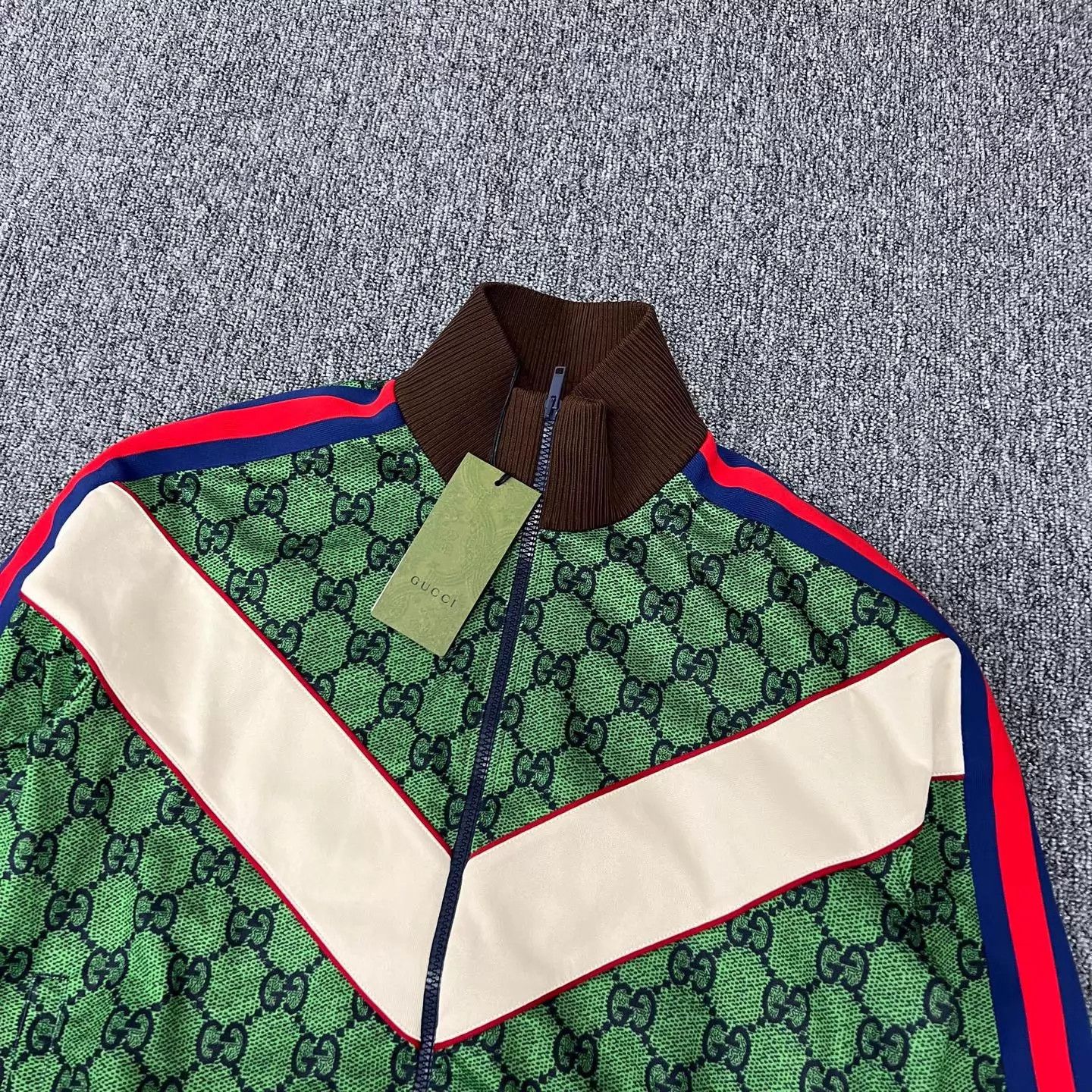 Gucci Gucci GG Allover Red-Blue Stripe Sleeve Jacket L Unisex Size L / US 10 / IT 46 - 3 Thumbnail