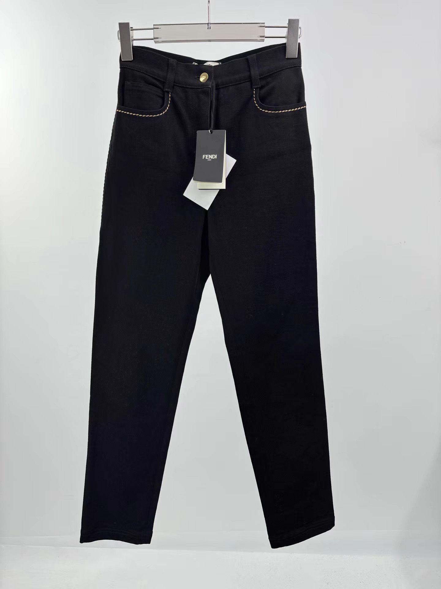 Fendi FENDI Gold Stitch Back Leather Patch Jeans Size US 40 / EU 56 - 1 Thumbnail