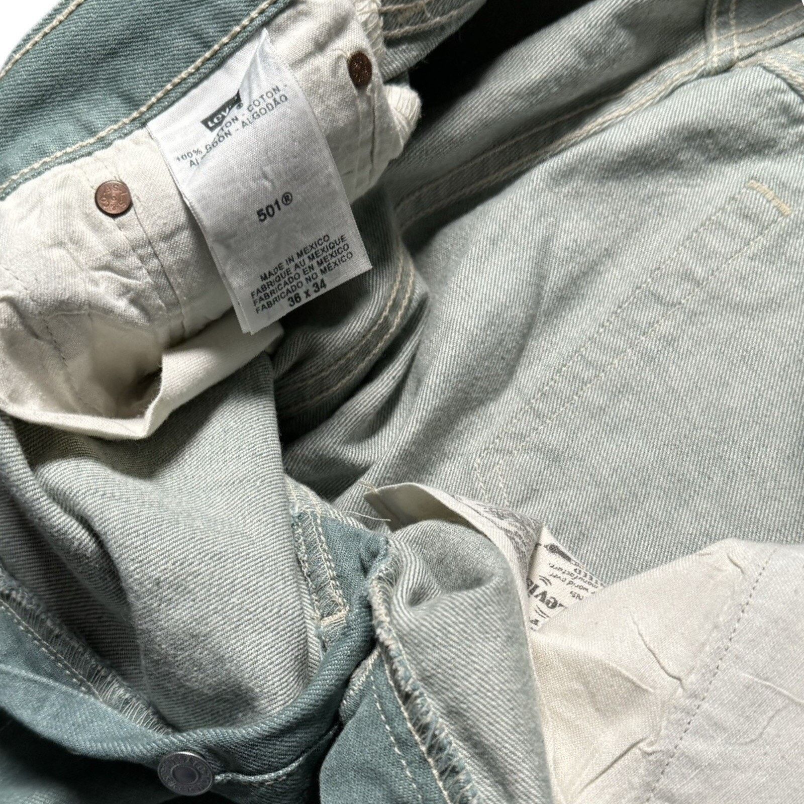 Levi's Vintage Y2K Levi's 501 Teal Denim Jeans Easter 36 X 34 Flaw Size US 36 / EU 52 - 5 Thumbnail