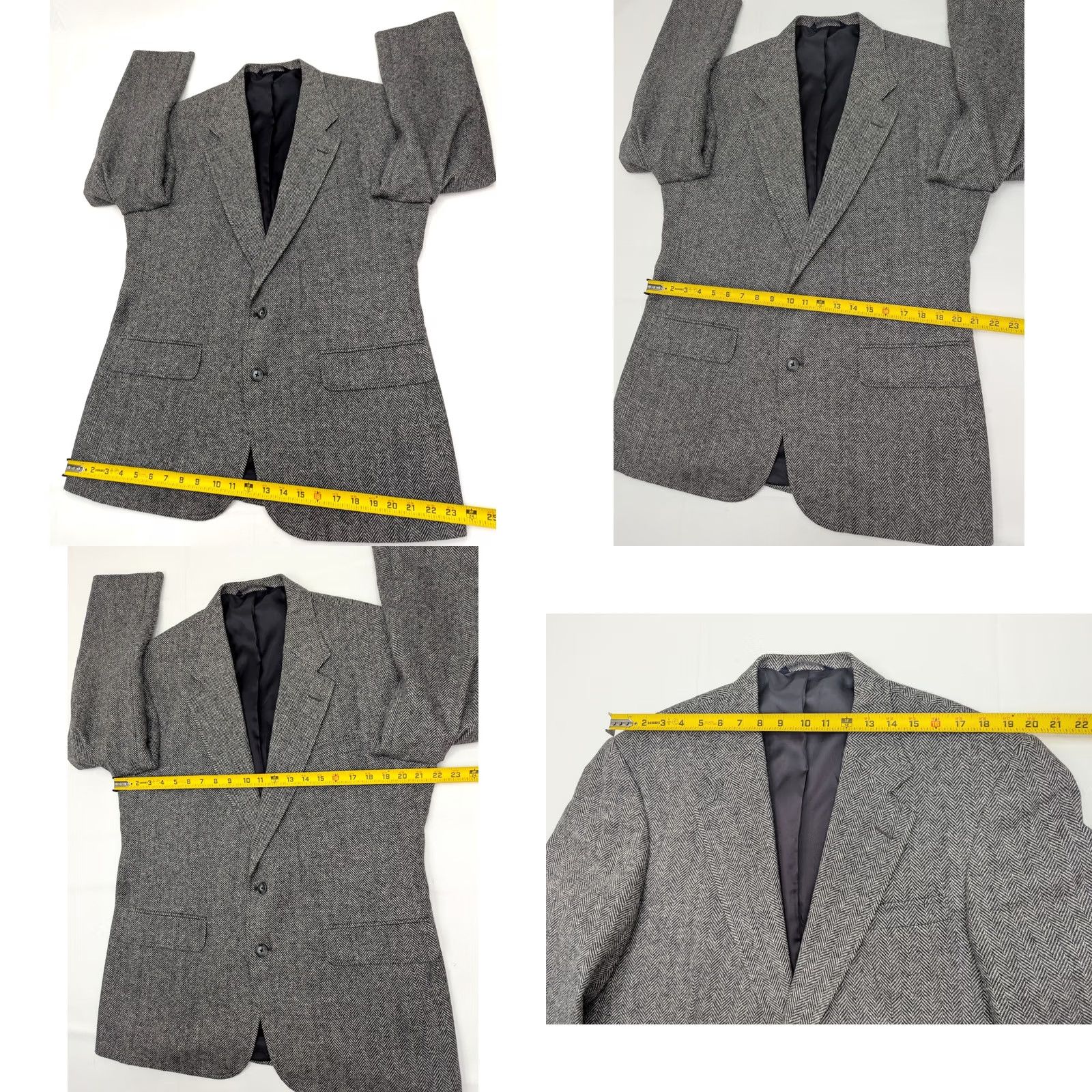 Lands' End Lands' End Wool Tweed Herringbone Sport Coat Men 43R Regular Notch 2-Button Single-Breasted Gray Wool/Lambswool Vintage Vtg Coat Size US XS / EU 42 / 0 - 8 Thumbnail