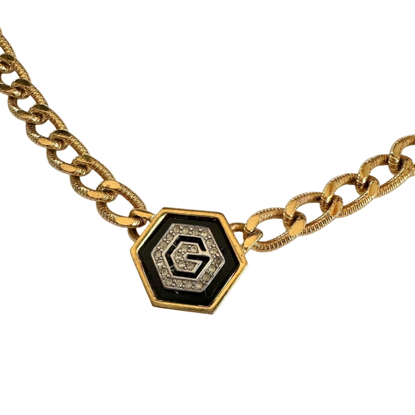 Givenchy Givenchy Vintage (1978) Necklace with "G" in Black Hexagon Size ONE SIZE - 9 Thumbnail