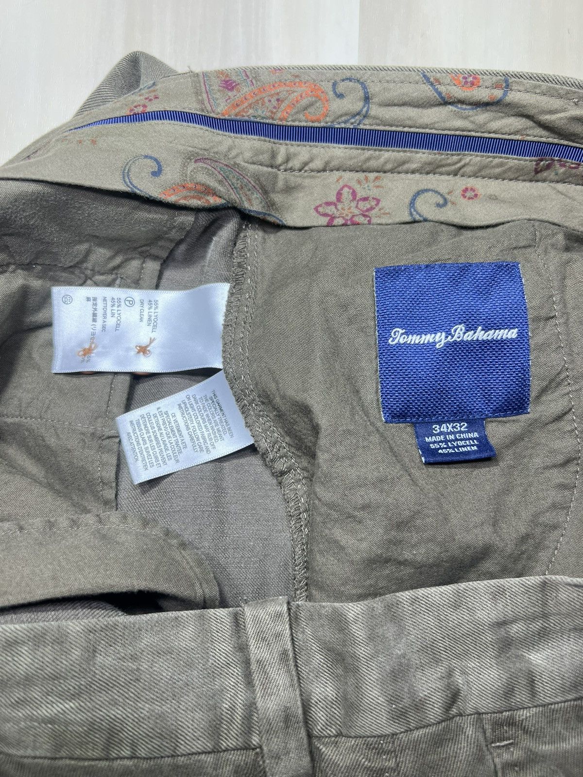 Tommy Bahama Tommy Bahama 34x32 Olive Green Linen Blend Relaxed Wedding Size US 34 / EU 50 - 8 Thumbnail
