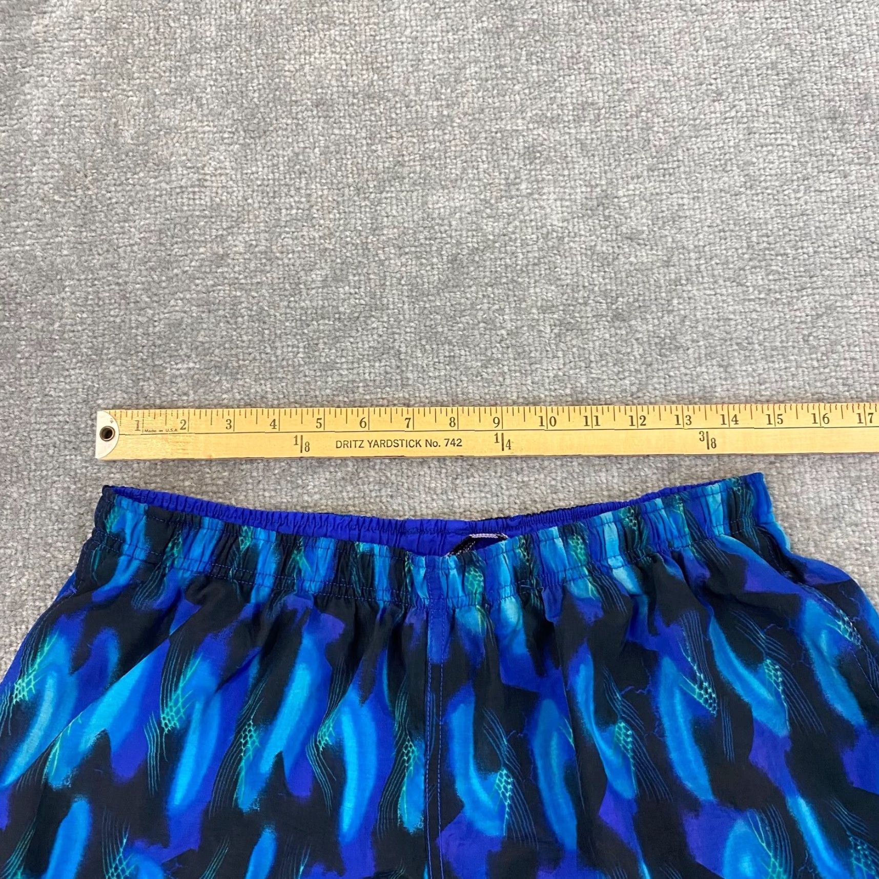 Speedo Speedo Men's Bottom Trunks 7" Lined Blue Geometric Beach Short 90s Size US 31 - 3 Thumbnail