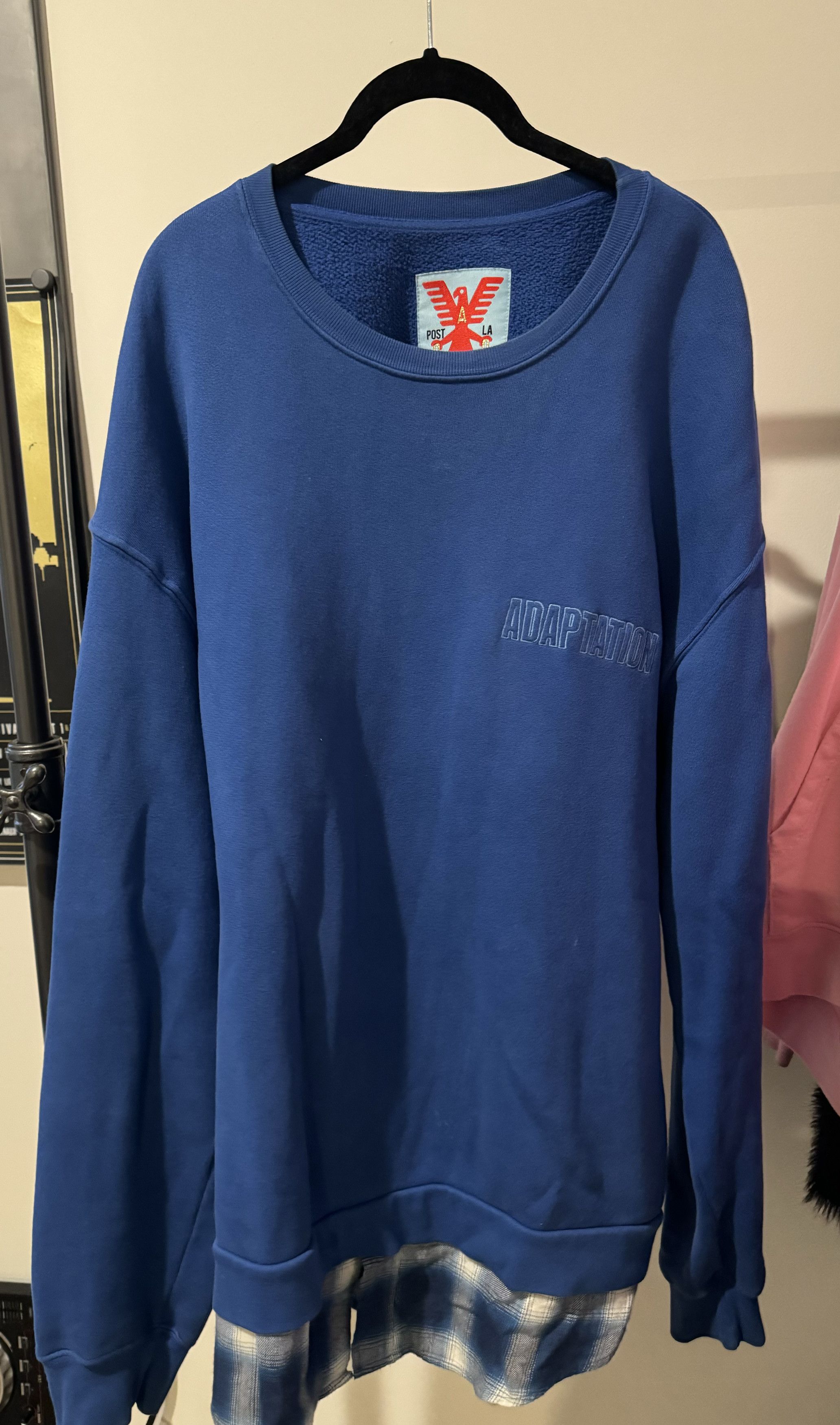 image of Adaptation Plaid Logo Sweatshirt in Blue, Men's (Size XL)