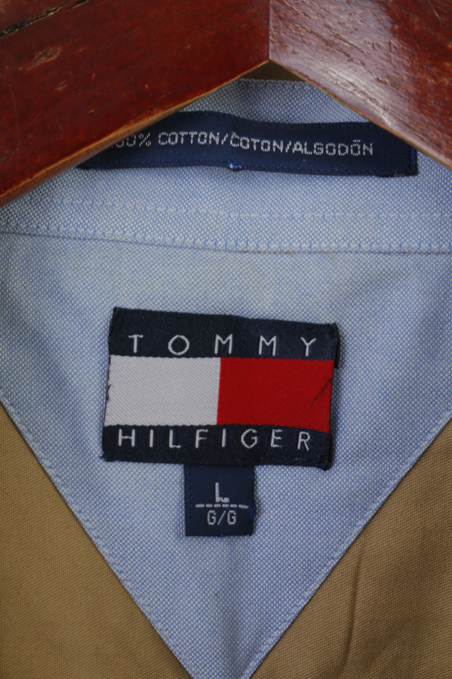 Tommy Hilfiger Tommy Hilfiger Men L Casual Shirt Beige Cotton 9518 Size US L / EU 52-54 / 3 - 4 Thumbnail