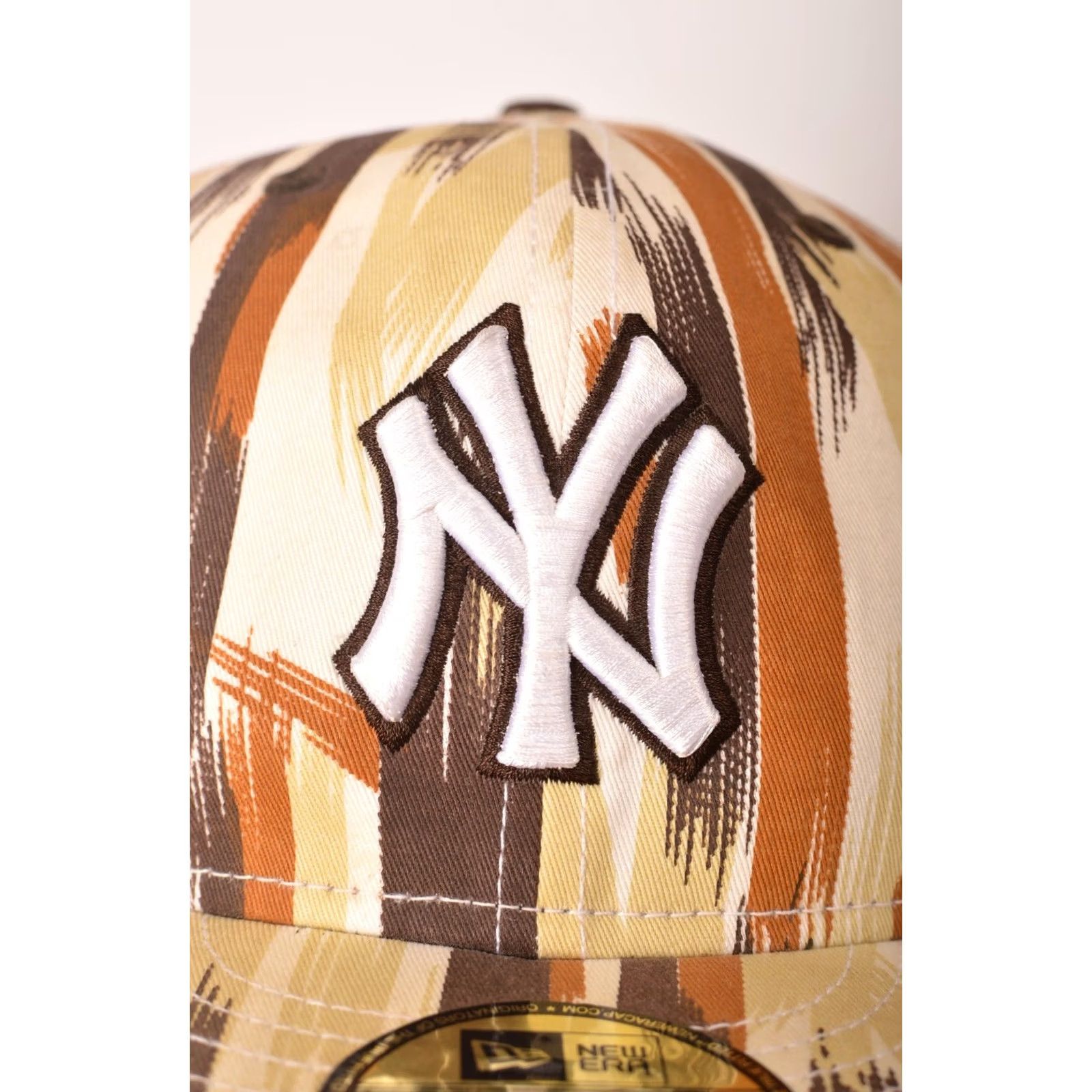 New Era New Era 59Fifty NY Brown Beige Striped Cotton Snapback Cap Size 7 (55.8 cm) Mens Hat Size ONE SIZE - 7 Thumbnail