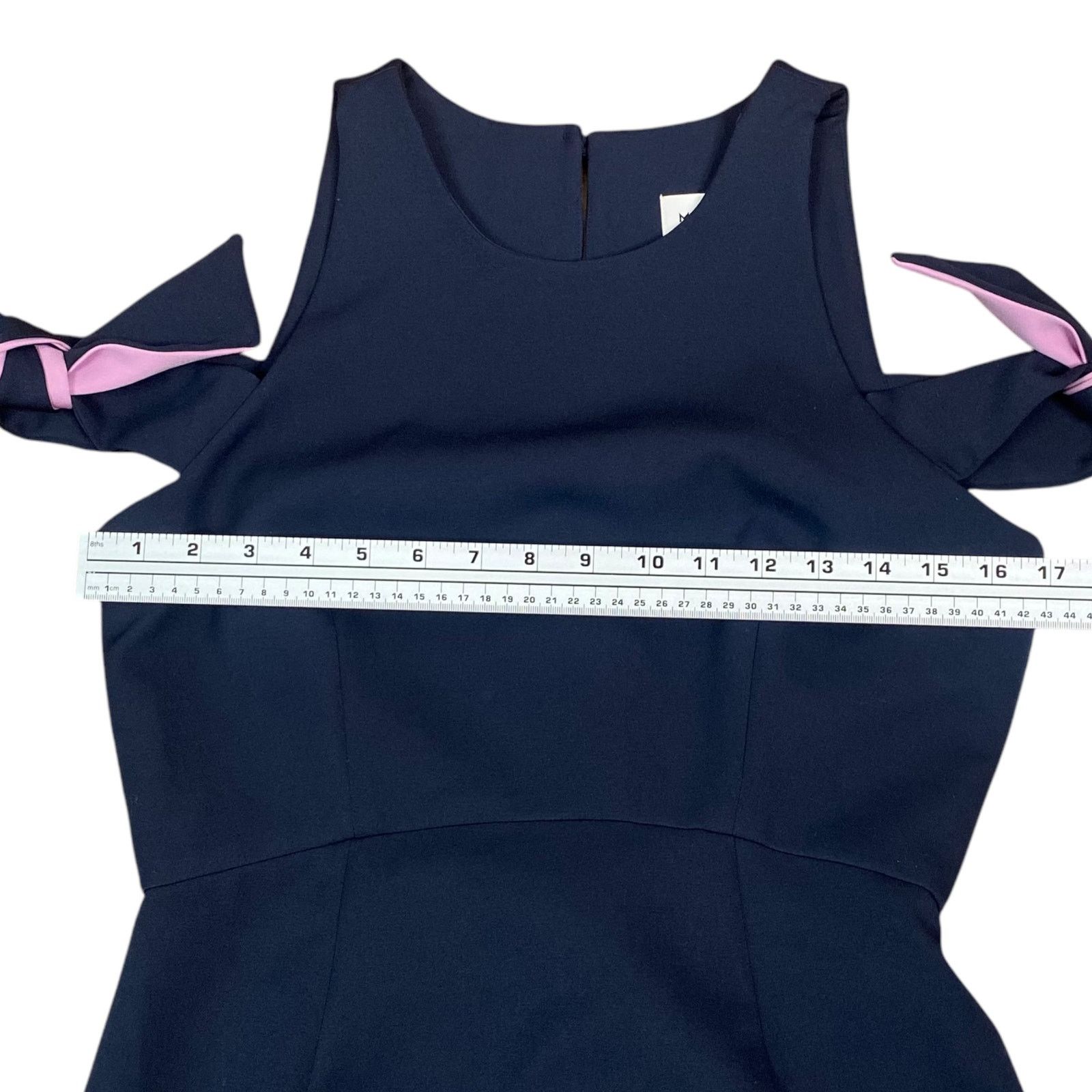 MILLY Milly $450 Madison Navy Blue Bow Detail A-line Dress SZ 8 Size M / US 6-8 / IT 42-44 - 9 Thumbnail