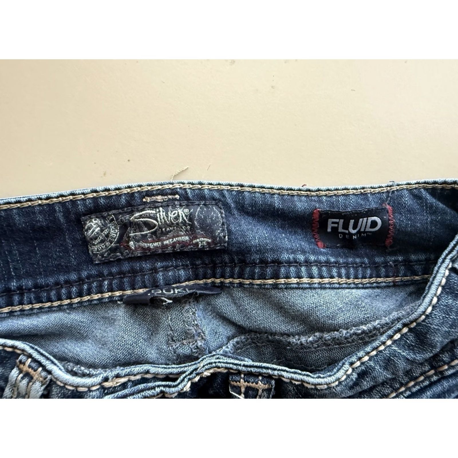 Silver Jeans Co. Silver Jeans Womens Suki Mid Slim Boot Jeans Blue Denim Stretch Thick Stitch 27/33 Size 27" / US 4 / IT 40 - 3 Thumbnail