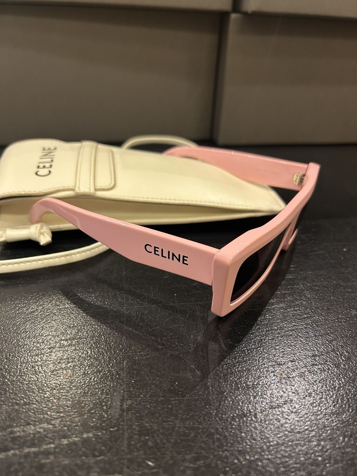 Celine Celine Pink Monochroms Rectangular Sunglasses Size ONE SIZE - 3 Thumbnail