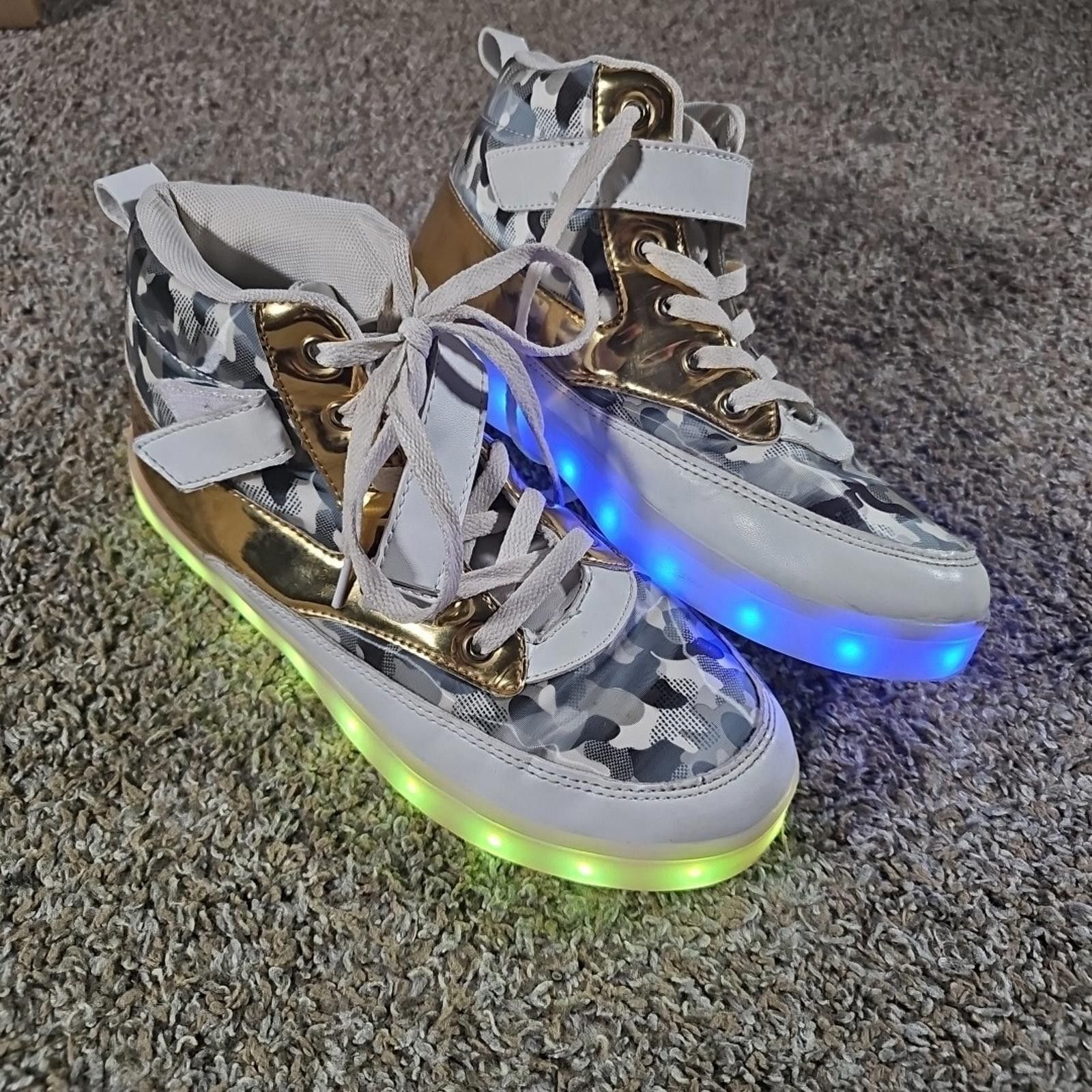The Unbranded Brand gold white camo light up shoes Sz 39 LED Colors Strobe Size US 8.5 / EU 41-42 - 4 Thumbnail