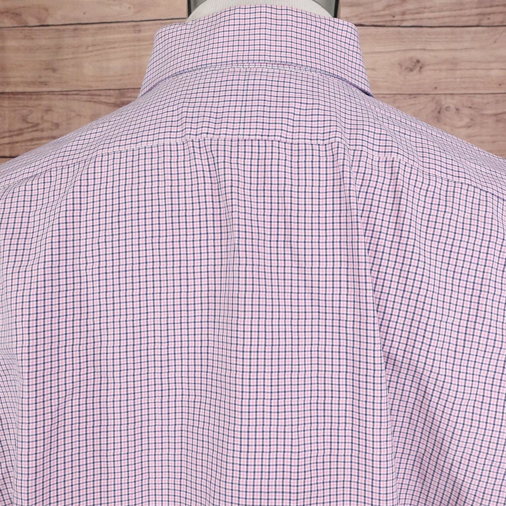 Polo Ralph Lauren VINTAGE Polo Ralph Lauren Dress Shirt Men 16.5 Regular Fit Check Cotton Pink Blue 90s Business Casual Size 42R - 5 Thumbnail