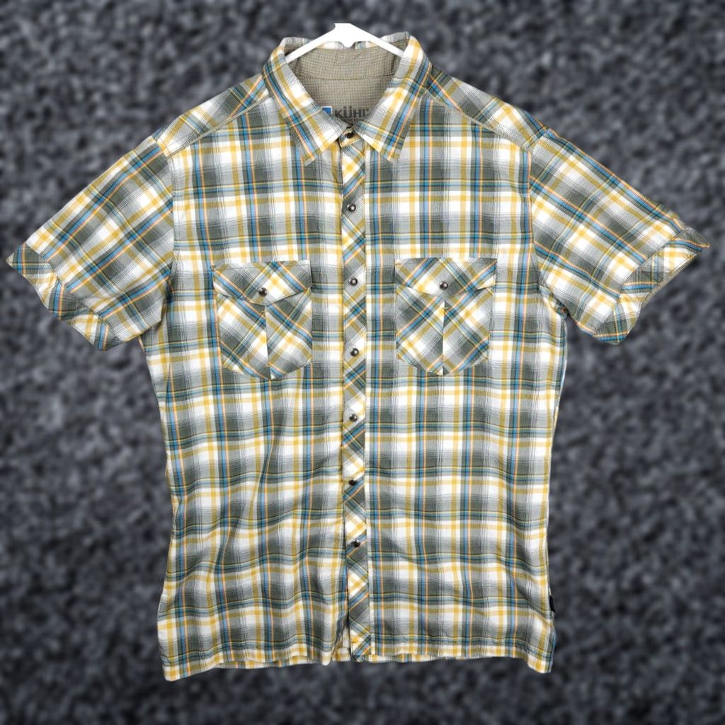Vintage Kuhl Eluxur Shirt Mens S Plaid Pearl Snap Button Up Short Sleeve Outdoors Shirt Size US S / EU 44-46 / 1 - 1 Thumbnail