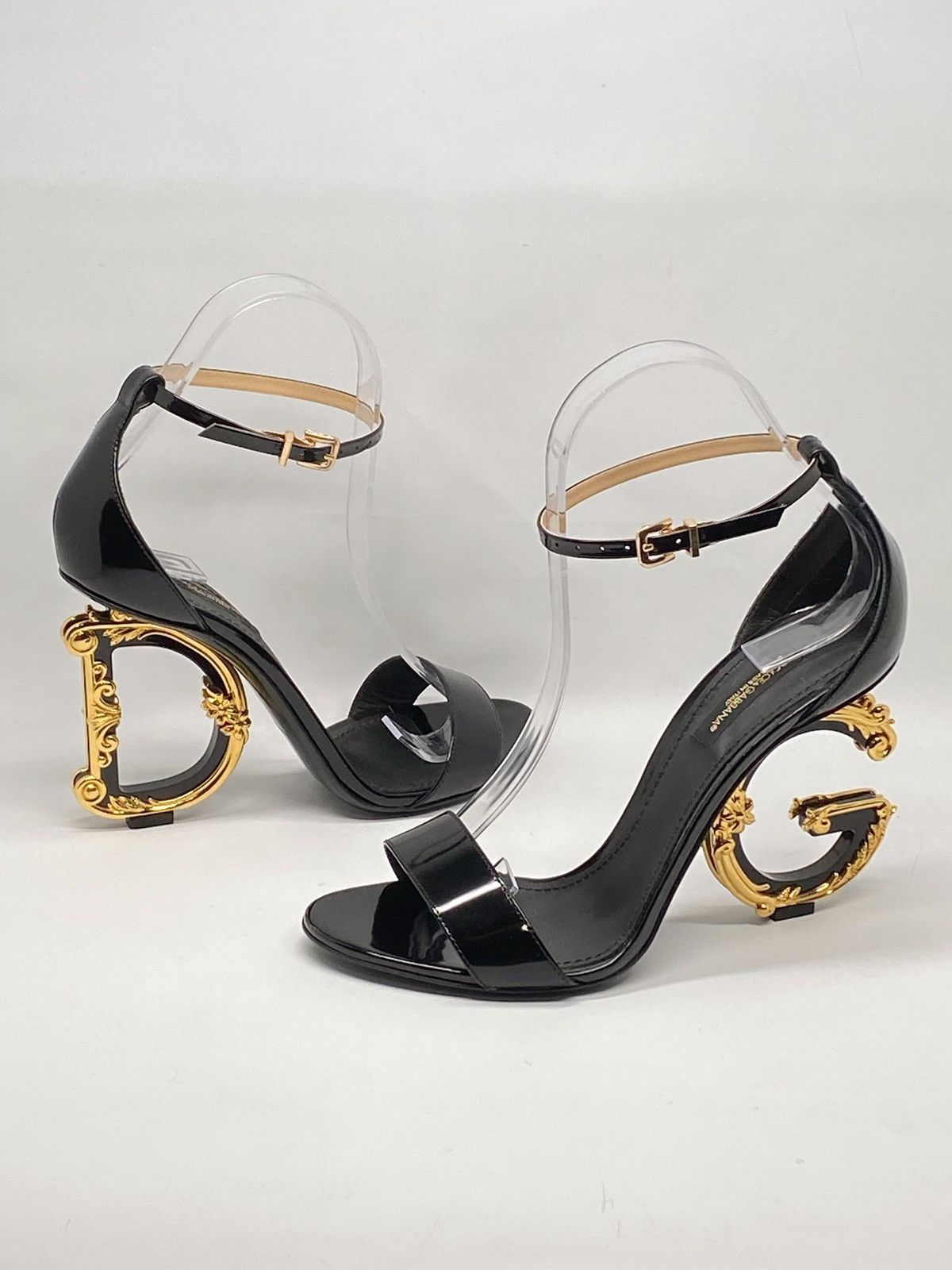 Dolce & Gabbana Dolce&Gabbana Sculpted-Heel DG Leather Sandals size 37 Size US 7 / IT 37 - 7 Thumbnail