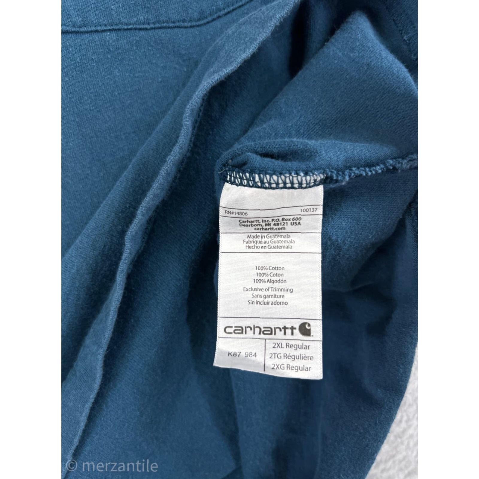 Carhartt Carhartt Shirt Mens 2XL Blue Short Sleeve Crew Neck Pocket Cotton K87 Work Size US XXL / EU 58 / 5 - 4 Thumbnail