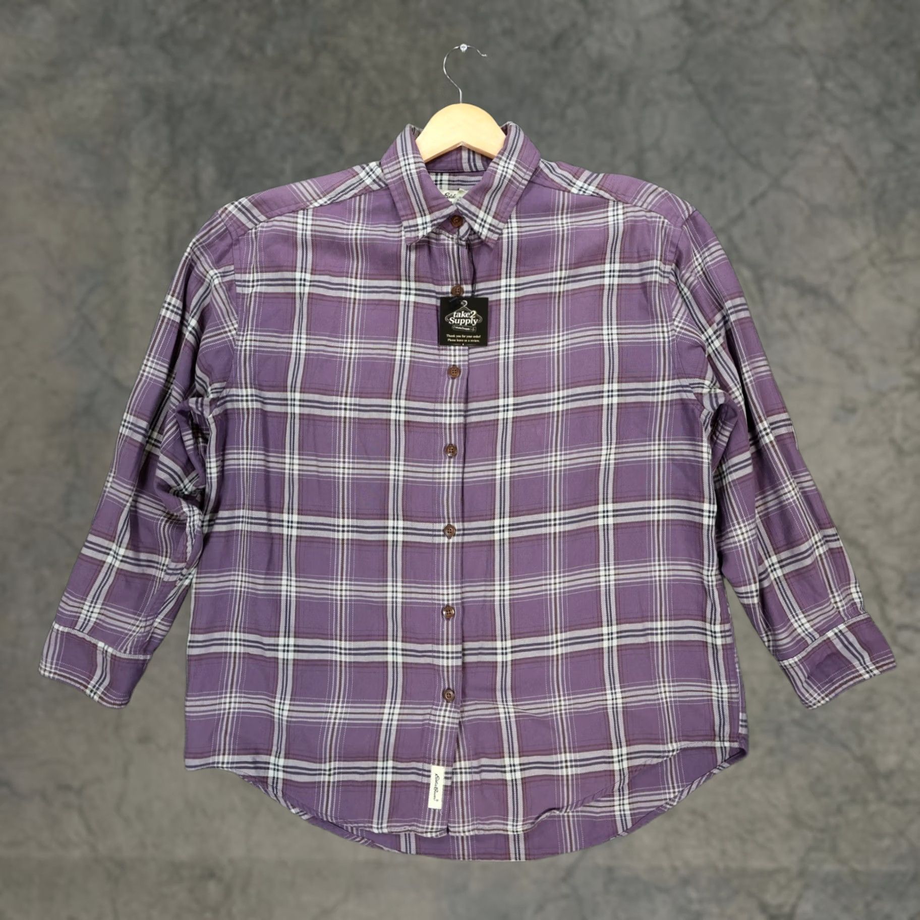 Eddie Bauer Eddie Bauer Flannel Shirt Women Medium Purple Excellent Plaid Long Sleeve Cotton Size M / US 6-8 / IT 42-44 - 1 Thumbnail